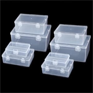 Nail art toolbox Bead Organizers-8 Pcs Jewelry Organizers and Storage Plastic Storage Cases Mini Clear Bead  Containers Transparent Boxes with Hinged Lid and Rectangle Clear Craft Supply Case