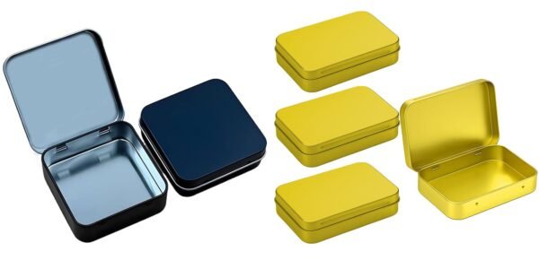 Tin box black square+gold rectangle