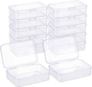 CHSZCHOMER 12 Pack Clear  Small Plastic Storage Bins 3.35x2.17x0.98 in, Mini Containers with Lids for DIY Bead Organizer, Craft Hardware Case