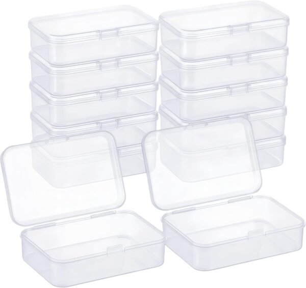 CHSZCHOMER 12 Pack Clear  Small Plastic Storage Bins 3.35x2.17x0.98 in, Mini Containers with Lids for DIY Bead Organizer, Craft Hardware Case