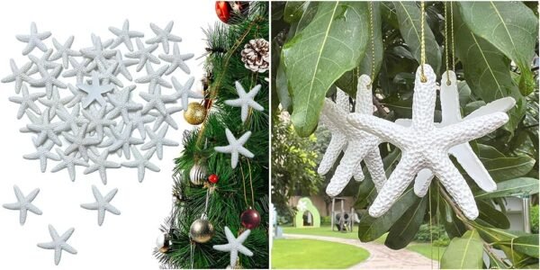 Mini Resin Starfish-Realistic Ocean-Themed Decor for DIY Crafts,Beach Wedding Decorations,Home Wall Accents,and Coastal-Themed Arrangements.mini Starfish for Crafts (44, White)