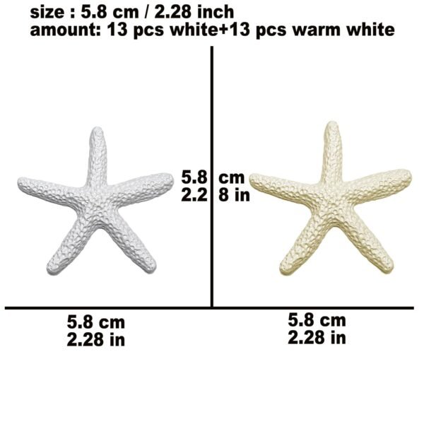 Seashells Small Starfish For Crafts, Natural Finger Pencil Starfish, Artificial Starfish Decoration, Wedding, Party And Fish Tank Home Decoration (26, 13 White + 13 Warm)