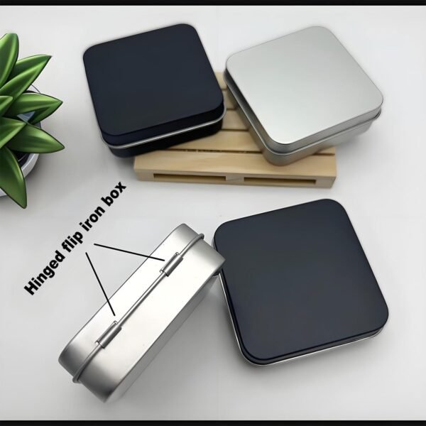 Sturdy Metal Tin Box Set Pack of 12 Silver  - Compact Storage Solution for Jewelry, Beads and More. Small Tins with Hinged Lids for Versatile Use (Silvery, 2.76 x 2.76 x 0.8 in)