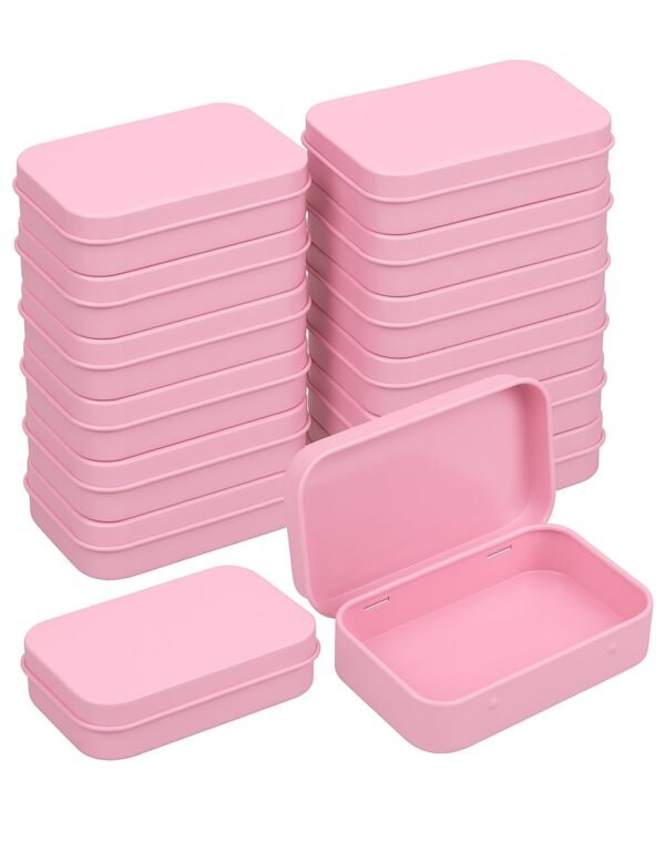 CHSZCHOMER Pink Small Metal Tins with Lids –20 PCS Pink Versatile Tin Containers for Storage and Organization – Perfect Small Tin Box and Zyn Holder Nail Box DIY Gift Packaging Golden Iron  Mint Case