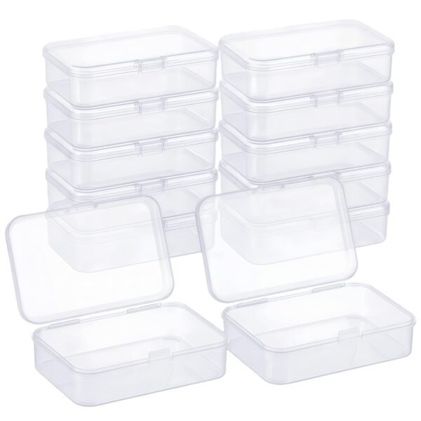 CHSZCHOMER 12 Pack Clear  Small Plastic Storage Bins 3.35x2.17x0.98 in, Mini Containers with Lids for DIY Bead Organizer, Craft Hardware Case