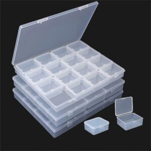 CHSZCHOMER Large Bead Storage Box - 48 Grids Clear Organizer, 3 Pack,Portable for Jewelry,Diamonds,Hardware,Craft Accessories Grid Plastic Box,Oil Painting Color Palette,Ring Earring Storage Box