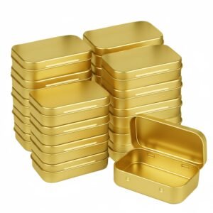 CHSZCHOMER Golden Small Metal Tins with Lids –20 PCS Versatile Tin Containers for Storage and Organization – Perfect Small Tin Box and Zyn Holder Nail Box DIY Gift Packaging Golden Iron  Mint Case