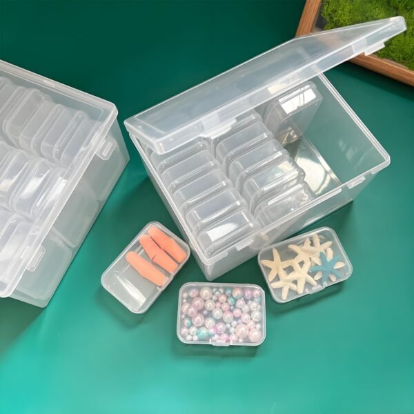 38 Pcs Clear Plastic Storage Box Set with Lids - Multi-Size Rectangular Organizer Containers for Beads, Hardware, Screws, Jewelry and Office Supplies - Stackable Case for Craft & Workshop Organization