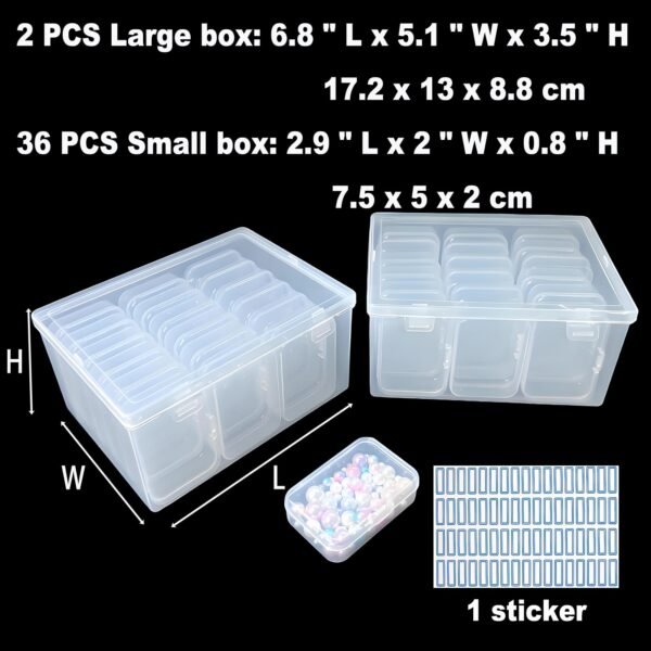 38 Pcs Clear Plastic Storage Box Set with Lids - Multi-Size Rectangular Organizer Containers for Beads, Hardware, Screws, Jewelry and Office Supplies - Stackable Case for Craft & Workshop Organization