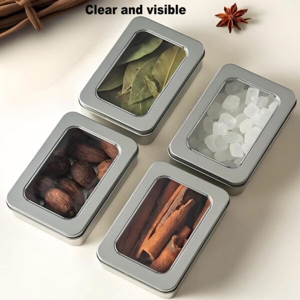 Metal Storage Box With see-through lid, Suitable For Jewelry, Crafts, Survival Tool Boxes, Sewing Boxes, Diy Home Organization, Durable And Stackable   clear lids