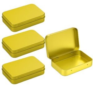 CHSZCHOMER Golden Small Metal Tins with Lids –4 PCS Versatile Tin Containers for Storage and Organization – Perfect Small Tin Box and Zyn Holder Nail Box DIY Gift Packaging Golden Iron  Mint Case