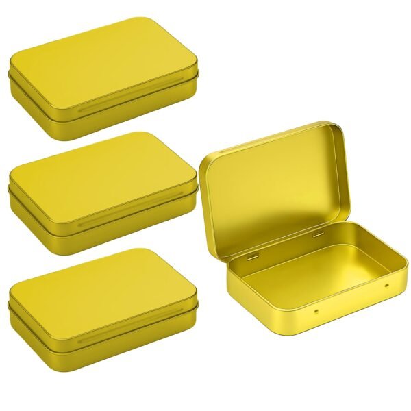 CHSZCHOMER Golden Small Metal Tins with Lids –4 PCS Versatile Tin Containers for Storage and Organization – Perfect Small Tin Box and Zyn Holder Nail Box DIY Gift Packaging Golden Iron  Mint Case