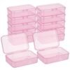CHSZCHOMER 12 Pack Pink Small Containers with Lids 3.35x2.17x0.98 in, Mini Plastic Storage Box for DIY Bead Organizer, Craft Accessory Case