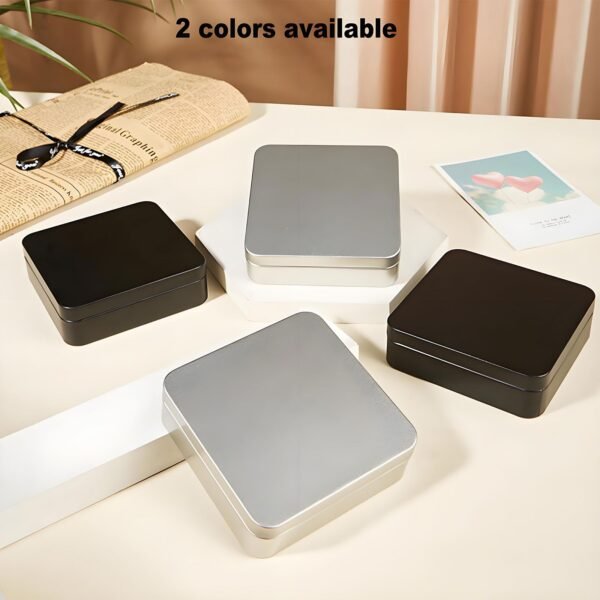 Sturdy Metal Tin Box Set Pack of 12 Silver  - Compact Storage Solution for Jewelry, Beads and More. Small Tins with Hinged Lids for Versatile Use (Silvery, 2.76 x 2.76 x 0.8 in)