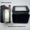 8 Pack Tin Container Box with Clear Window Lid - Compact,Versatile,Metal Storage Boxes for Everyday Use Small Tins Bead box,DIY tin Gift Packaging (Black, 8 Pcs 3.94 x 2.76 x 0.8 In)