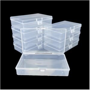 8 Pcs Plastic, Mini Clear Bead Storage Boxes with Hinged Lid and Rectangular Clear Craft Storage Boxes, Jewelry  and Organizer,Nail Tool Box,Circuit board storage(8, 5.3" x 3.1" x 1.2")