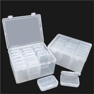 38 Pcs Clear Plastic Storage Box Set with Lids - Multi-Size Rectangular Organizer Containers for Beads, Hardware, Screws, Jewelry and Office Supplies - Stackable Case for Craft & Workshop Organization