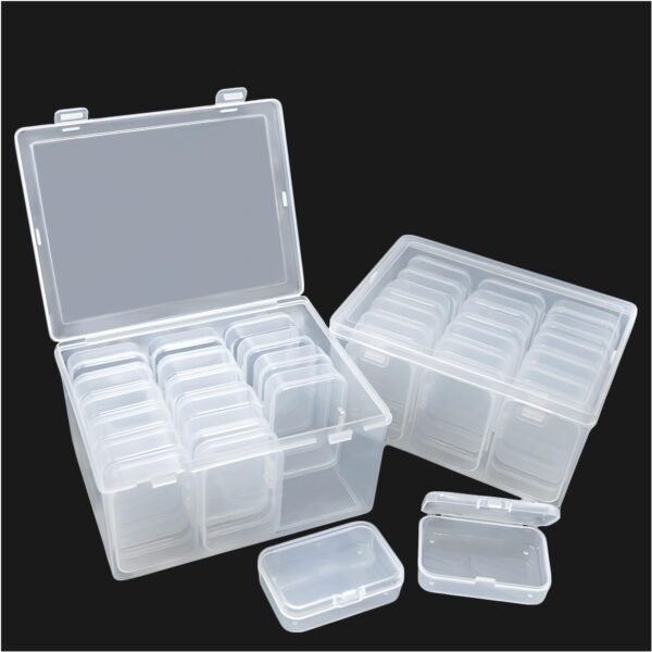 38 Pcs Clear Plastic Storage Box Set with Lids - Multi-Size Rectangular Organizer Containers for Beads, Hardware, Screws, Jewelry and Office Supplies - Stackable Case for Craft & Workshop Organization