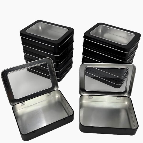Small Metal Tin Cans With Lids-12 Pcs Tin Box With Clear Lid,Bead Organizer,Small Containers,Metal Jars With Lids,Sewing Organizer,Zeiss Lens Wipes Box,Boxes Clear Gift Box