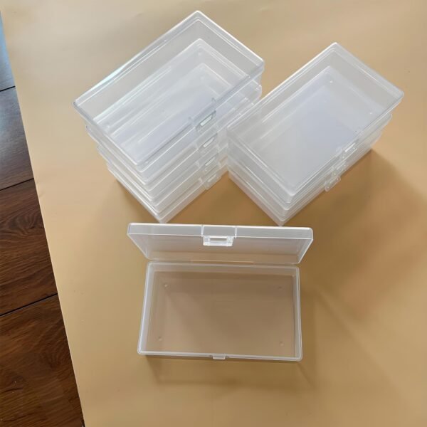 8 Pcs Plastic, Mini Clear Bead Storage Boxes with Hinged Lid and Rectangular Clear Craft Storage Boxes, Jewelry  and Organizer,Nail Tool Box,Circuit board storage(8, 5.3" x 3.1" x 1.2")