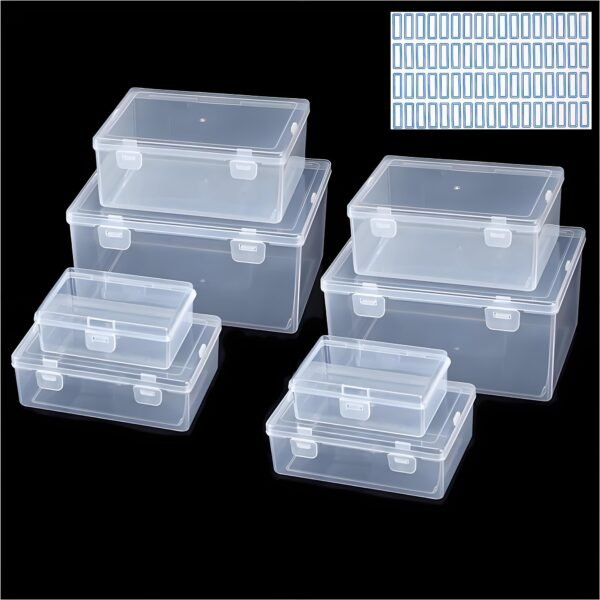 Nail art toolbox Bead Organizers-8 Pcs Jewelry Organizers and Storage Plastic Storage Cases Mini Clear Bead  Containers Transparent Boxes with Hinged Lid and Rectangle Clear Craft Supply Case