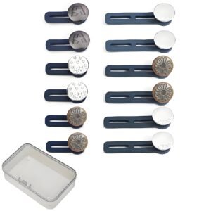 12 Pcs Quality Button Extenders for Jeans - Easy to Use Pants Waist Adjuster waist button extender- Adds 1 to 1.8 Inch Extra Space for Comfort ,Comes with Box