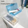 CHSZCHOMER 6-Pack Nail Storage Organizer with Breathable Lid, 7.5" x 3" x 1.5" Pink Blue Clear Plastic Box Case, Small Nail Tool Organizer Case for Nail Files, Makeup Brushes, Combs, Press on Nails