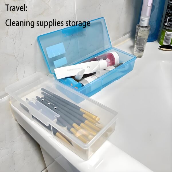 CHSZCHOMER 6-Pack Nail Storage Organizer with Breathable Lid, 7.5" x 3" x 1.5" Pink Blue Clear Plastic Box Case, Small Nail Tool Organizer Case for Nail Files, Makeup Brushes, Combs, Press on Nails