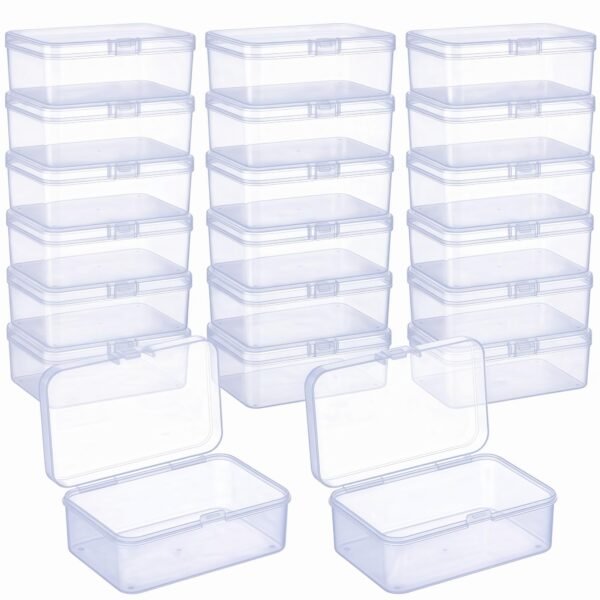 CHSZCHOMER 20 Pack Clear Small Plastic Box 3.35x2.17x1.38 in, Mini Storage Containers with Lids, Bead Organizers and Storage for DIY Crafts, Small Parts Bins