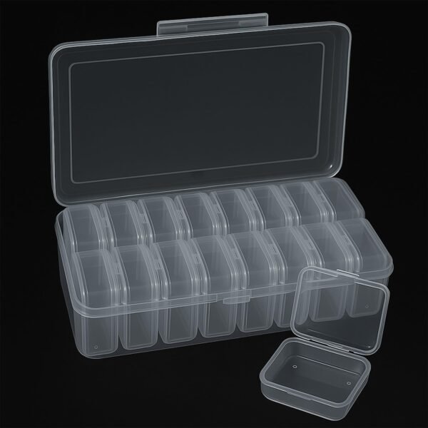CHSZCHOMER Clear Plastic Organizer Box 18 Pack-Multi Sized Containers with Lids for Beads,Crafts,Small Items,Stackable,Clear Storage Solution Home and Office Organization,Craft Supply,Bead Storage