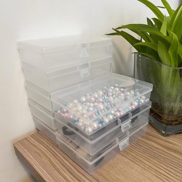 8 Pcs Plastic, Mini Clear Bead Storage Boxes with Hinged Lid and Rectangular Clear Craft Storage Boxes, Jewelry  and Organizer,Nail Tool Box,Circuit board storage(8, 5.3" x 3.1" x 1.2")