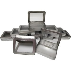 CHSZCHOMER 
Mini Tin Box-12 Pcs With Clear Lids-Empty Mint Tins,Craft & Sewing Storage,Cookie Tins,Metal Tin Cans With,Small Box With Lid,Boxes With Hinged Lids,Bead Organizer