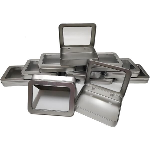 CHSZCHOMER 
Mini Tin Box-12 Pcs With Clear Lids-Empty Mint Tins,Craft & Sewing Storage,Cookie Tins,Metal Tin Cans With,Small Box With Lid,Boxes With Hinged Lids,Bead Organizer