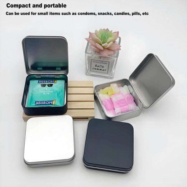 Sturdy Metal Tin Box Set Pack of 12 Silver  - Compact Storage Solution for Jewelry, Beads and More. Small Tins with Hinged Lids for Versatile Use (Silvery, 2.76 x 2.76 x 0.8 in)