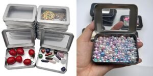 Metal Storage Box With see-through lid, Suitable For Jewelry, Crafts, Survival Tool Boxes, Sewing Boxes, Diy Home Organization, Durable And Stackable   clear lids