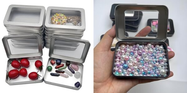 Metal Storage Box With see-through lid, Suitable For Jewelry, Crafts, Survival Tool Boxes, Sewing Boxes, Diy Home Organization, Durable And Stackable   clear lids