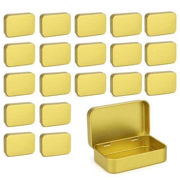 CHSZCHOMER Golden Small Metal Tins with Lids –20 PCS Versatile Tin Containers for Storage and Organization – Perfect Small Tin Box and Zyn Holder Nail Box DIY Gift Packaging Golden Iron  Mint Case