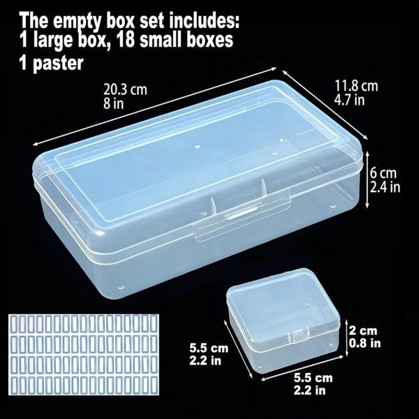 CHSZCHOMER Clear Plastic Organizer Box 18 Pack-Multi Sized Containers with Lids for Beads,Crafts,Small Items,Stackable,Clear Storage Solution Home and Office Organization,Craft Supply,Bead Storage
