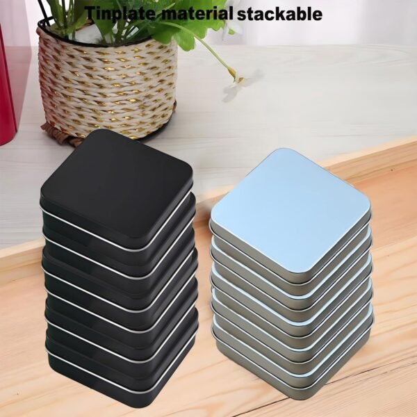 Sturdy Metal Tin Box Set Pack of 12 Silver  - Compact Storage Solution for Jewelry, Beads and More. Small Tins with Hinged Lids for Versatile Use (Silvery, 2.76 x 2.76 x 0.8 in)