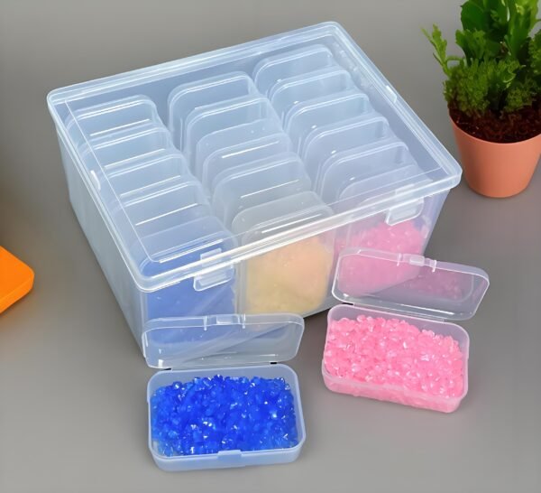 38 Pcs Clear Plastic Storage Box Set with Lids - Multi-Size Rectangular Organizer Containers for Beads, Hardware, Screws, Jewelry and Office Supplies - Stackable Case for Craft & Workshop Organization