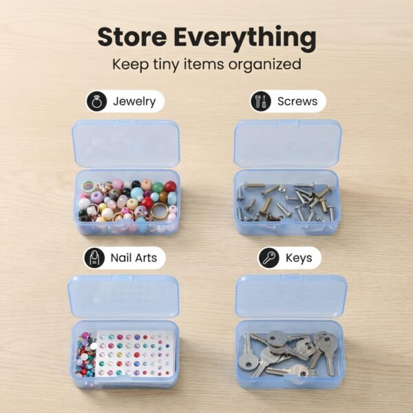 CHSZCHOMER 12 Pack Blue Small Plastic Storage Bins 3.35x2.17x0.98 in, Mini Containers with Lids for DIY Bead Organizer, Craft Hardware Case