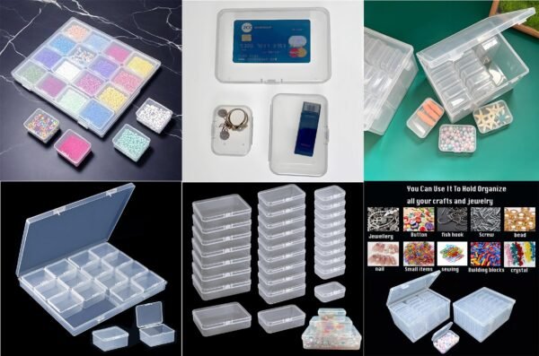 Bead Organizers and Storage-28 Pcs Small Plastic Boxes,Mini Clear Plastic Storage Boxes with Lids,for Jewelry Making Organizer,Containers Hair Accessories, Earrings,Crafts,Sewing Supplies Bead Storage