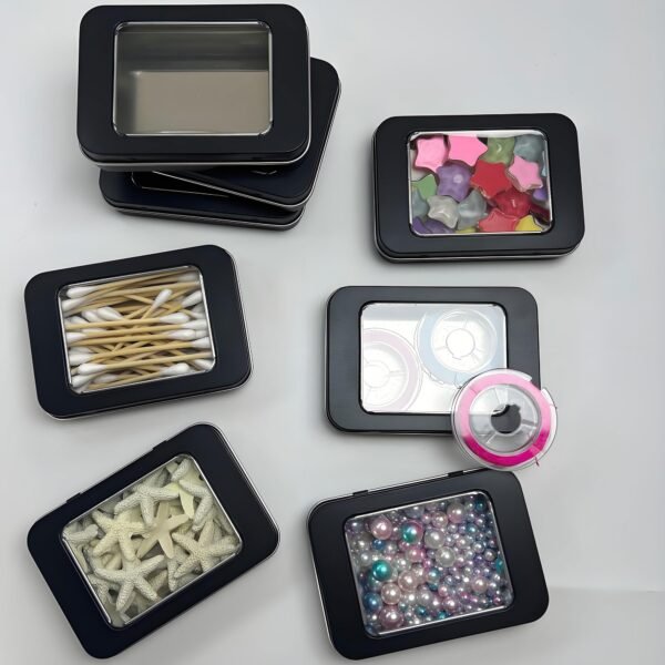 Metal Storage Box With see-through lid, Suitable For Jewelry, Crafts, Survival Tool Boxes, Sewing Boxes, Diy Home Organization, Durable And Stackable   clear lids