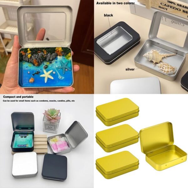 Tin Boxes In Various Sizes, Silver, Gold, And Black Gift Packaging Box