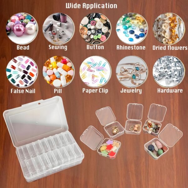 CHSZCHOMER Clear Plastic Organizer Box 18 Pack-Multi Sized Containers with Lids for Beads,Crafts,Small Items,Stackable,Clear Storage Solution Home and Office Organization,Craft Supply,Bead Storage
