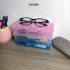 CHSZCHOMER 6-Pack Nail Storage Organizer with Breathable Lid, 7.5" x 3" x 1.5" Pink Blue Clear Plastic Box Case, Small Nail Tool Organizer Case for Nail Files, Makeup Brushes, Combs, Press on Nails