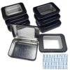 8 Pack Tin Container Box with Clear Window Lid - Compact,Versatile,Metal Storage Boxes for Everyday Use Small Tins Bead box,DIY tin Gift Packaging (Black, 8 Pcs 3.94 x 2.76 x 0.8 In)