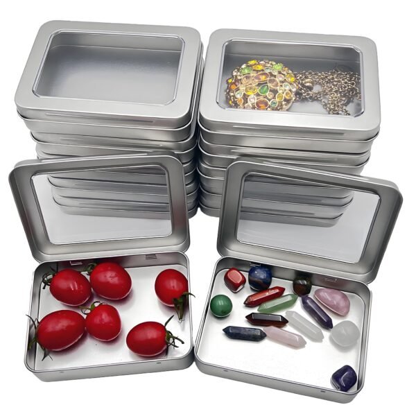 CHSZCHOMER 
Mini Tin Box-12 Pcs With Clear Lids-Empty Mint Tins,Craft & Sewing Storage,Cookie Tins,Metal Tin Cans With,Small Box With Lid,Boxes With Hinged Lids,Bead Organizer