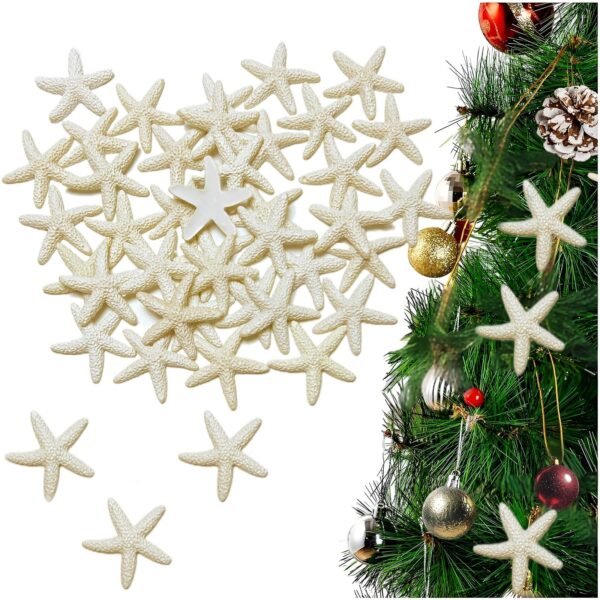 44 Pcs Of Artificial Resin Starfish Plastic Starfish Fake Starfish (Warm White)