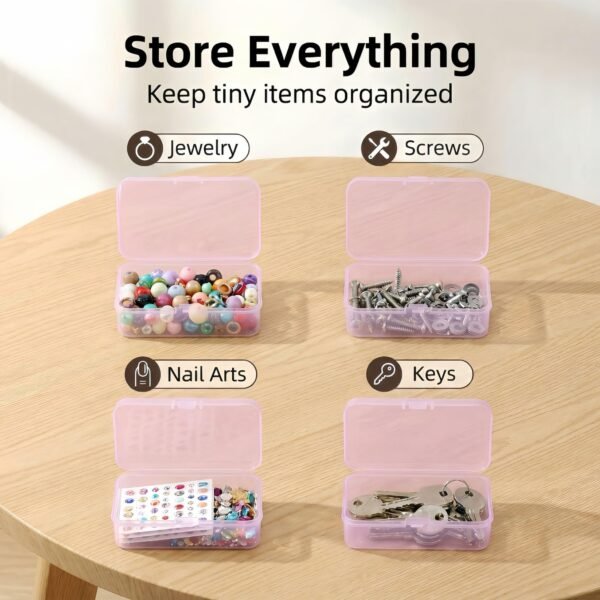 CHSZCHOMER 12 Pack Pink Small Containers with Lids 3.35x2.17x0.98 in, Mini Plastic Storage Box for DIY Bead Organizer, Craft Accessory Case